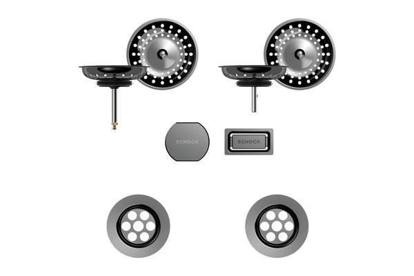 Set izliv, preliv in gumb SCHOCK 400053 Gunmetal