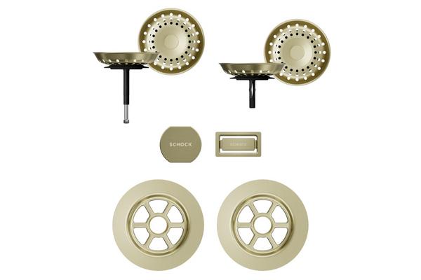 Set izliv, preliv in gumb SCHOCK 400053 White Gold