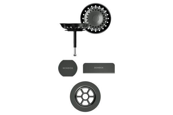Set izliv, preliv in gumb SCHOCK 400079 Gunmetal brušen